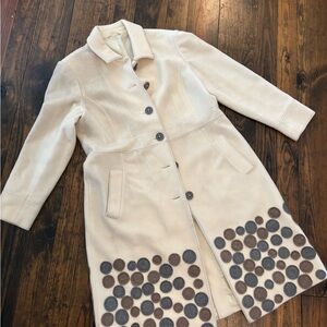 Boden Cream and Brown Trench Coat with Artistic Hem